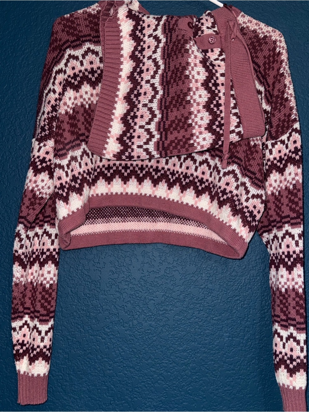 Aeropostale Two Piece Set Cropped Fair Isle Crewneck Sweater & Shorts